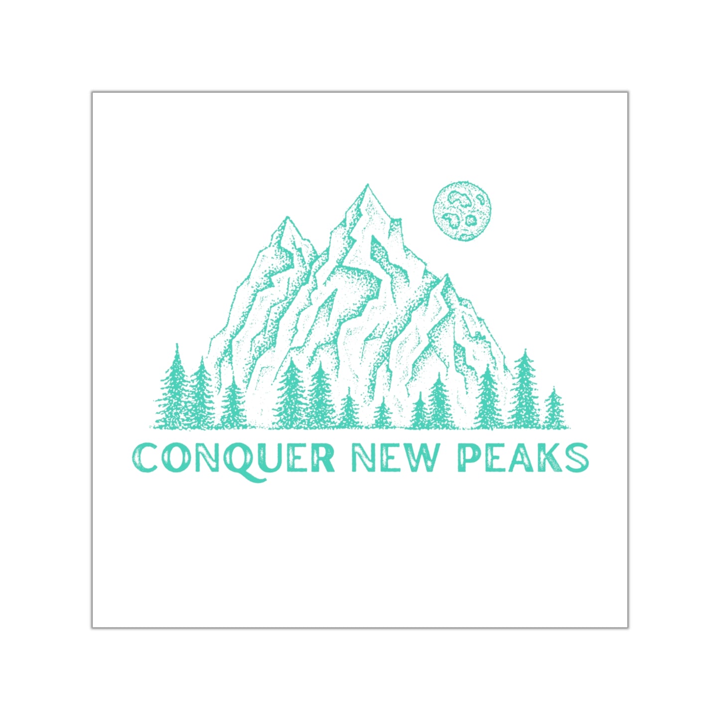 Conquer New Peaks Square Vinyl Sticker - Turquoise