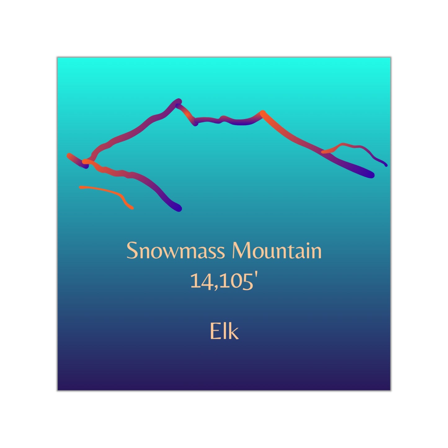 Snowmass Mountain 14er Square Vinyl Sticker