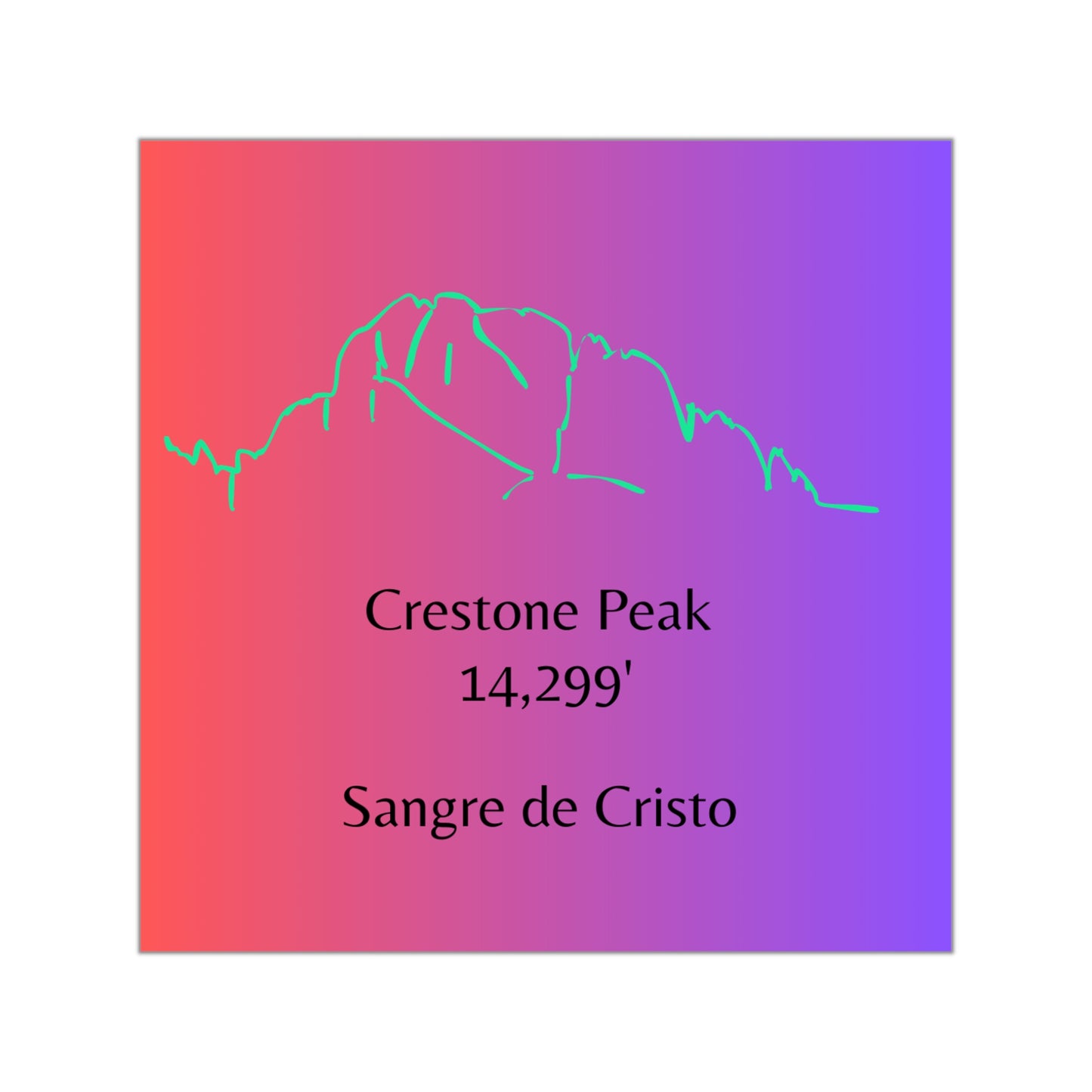 Crestone Peak 14er Square Vinyl Sticker