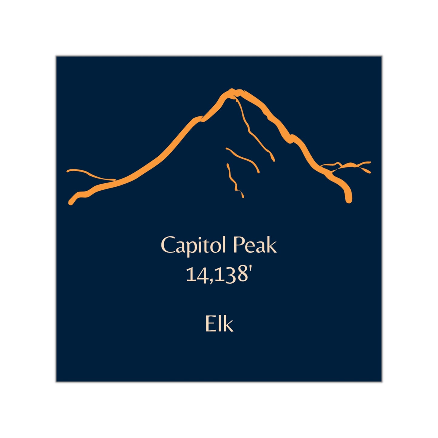 Capitol Peak 14er Square Vinyl Sticker