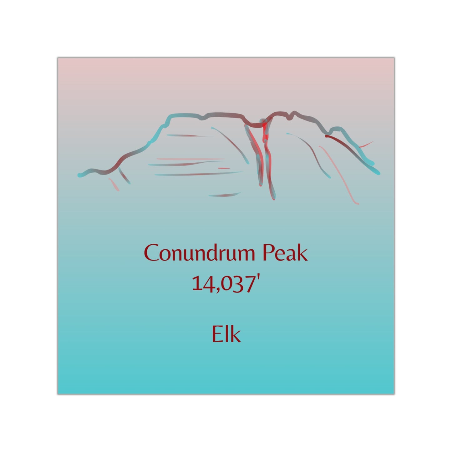 Conundrum Peak 14er Square Vinyl Sticker