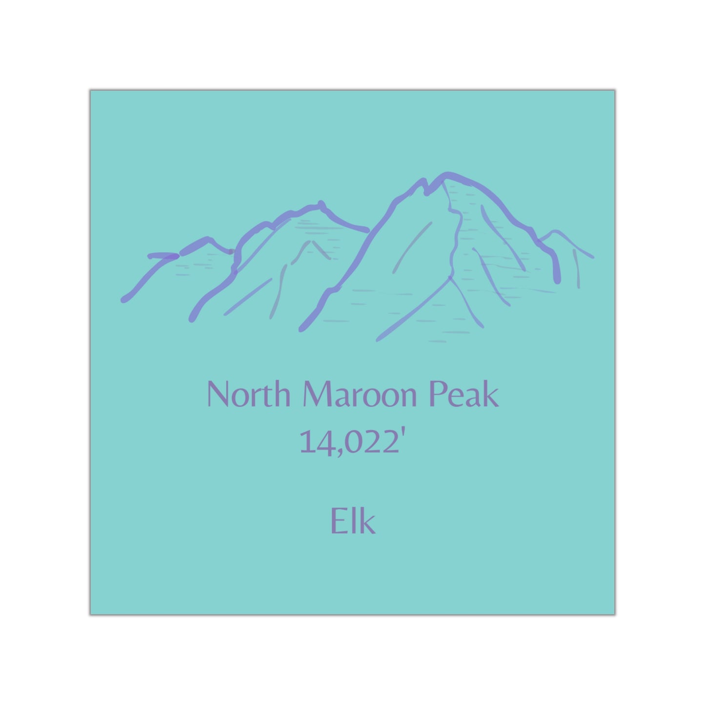 North Maroon Peak 14er Square Vinyl Sticker