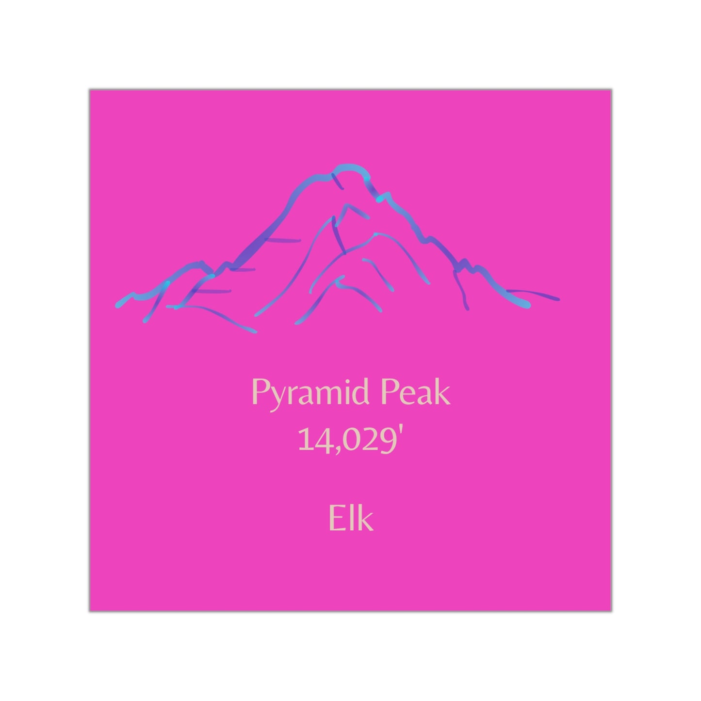 Pyramid Peak 14er Square Vinyl Sticker