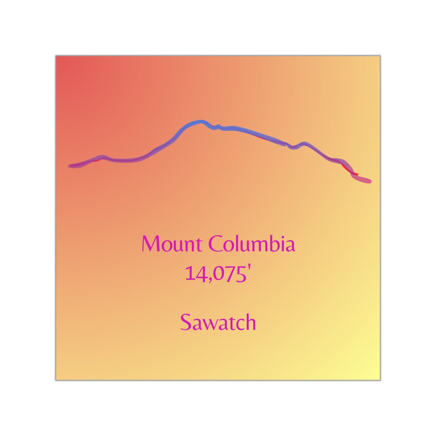 Mount Columbia 14er Square Vinyl Sticker