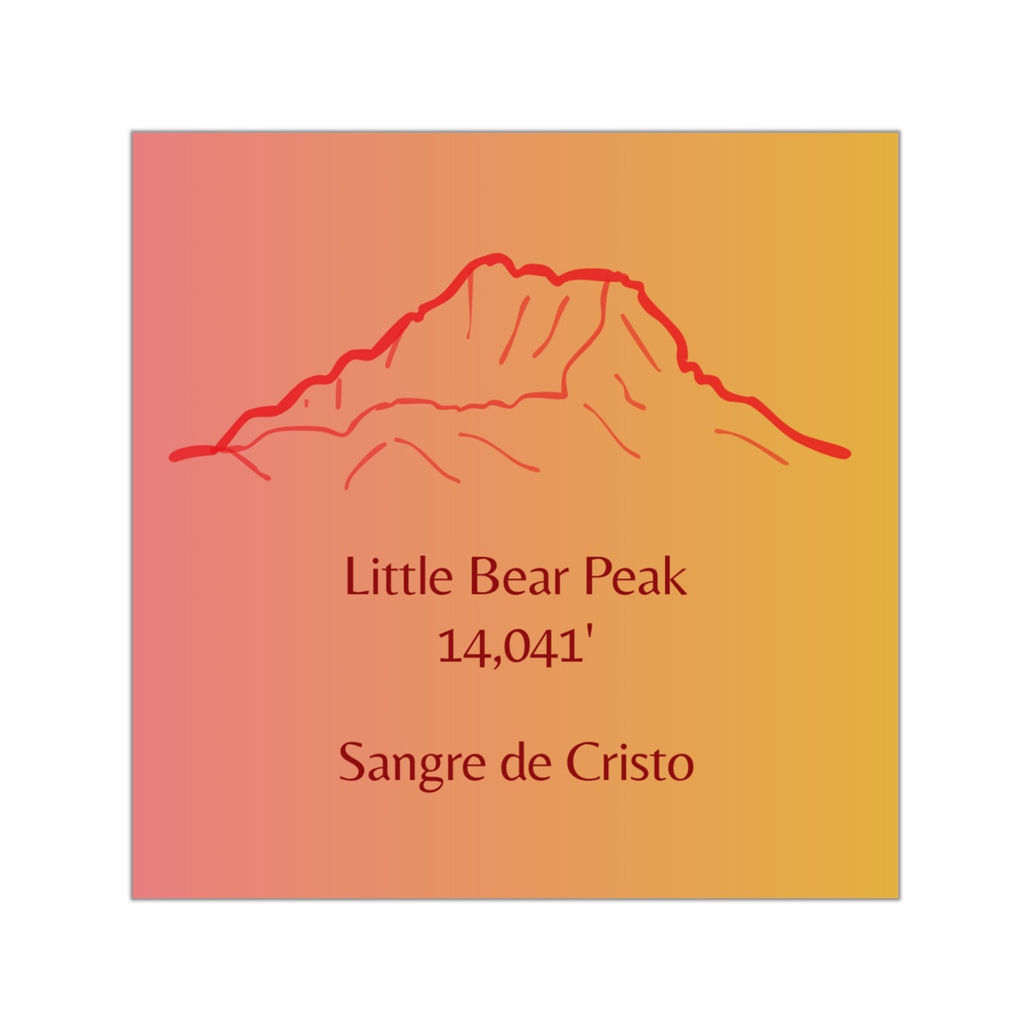 Little Bear Peak 14er Square Vinyl Sticker