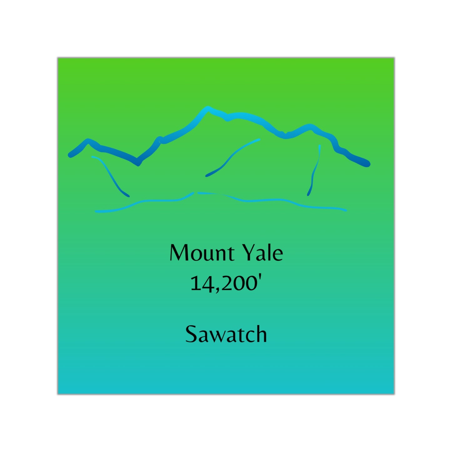Mount Yale 14er Square Vinyl Sticker