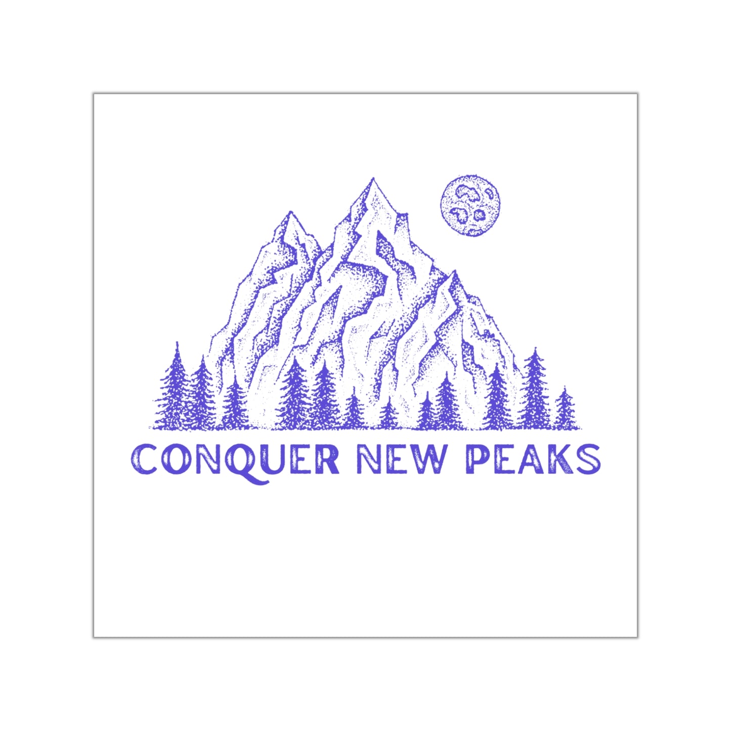Conquer New Peaks Square Vinyl Sticker - Purple