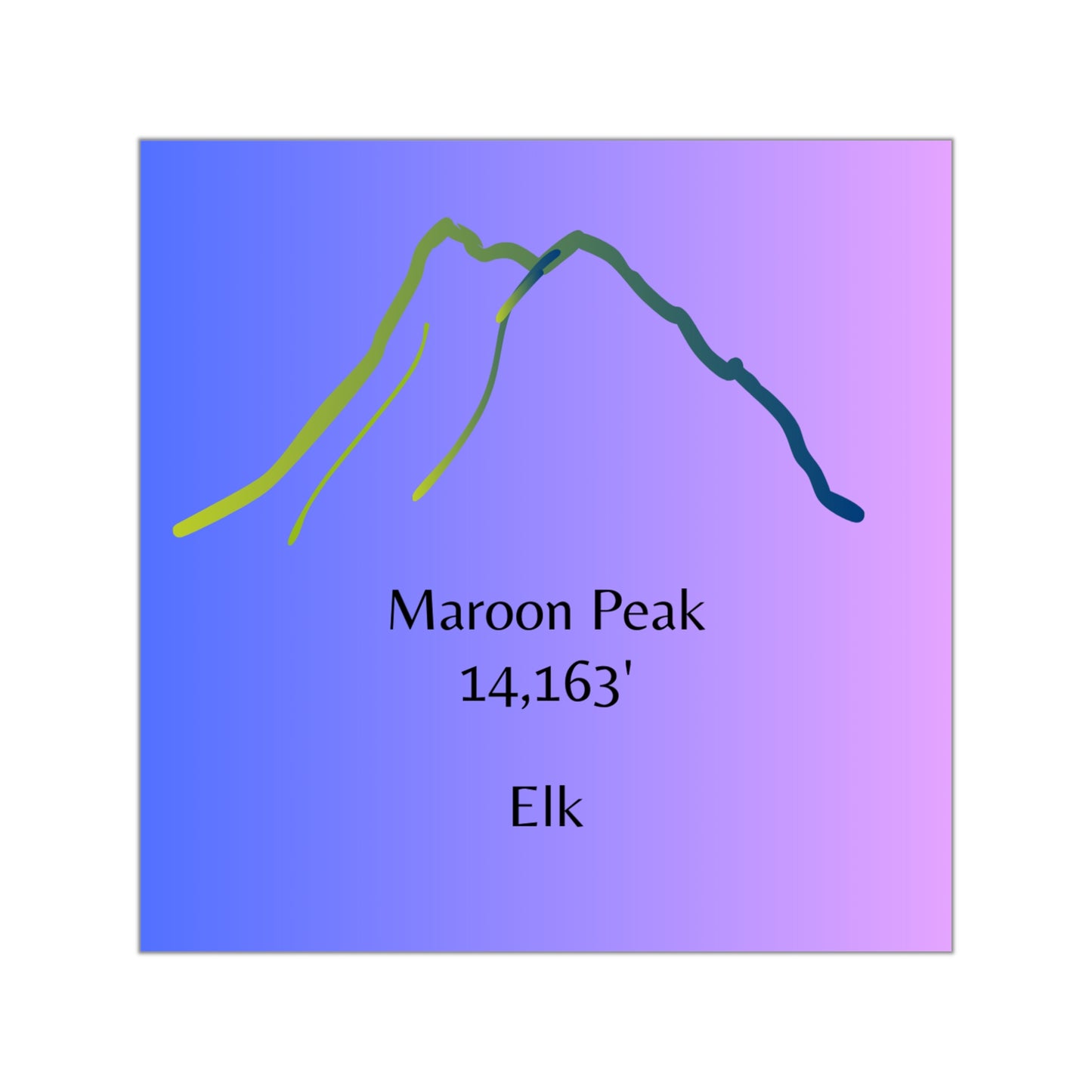 Maroon Peak 14er Square Vinyl Sticker