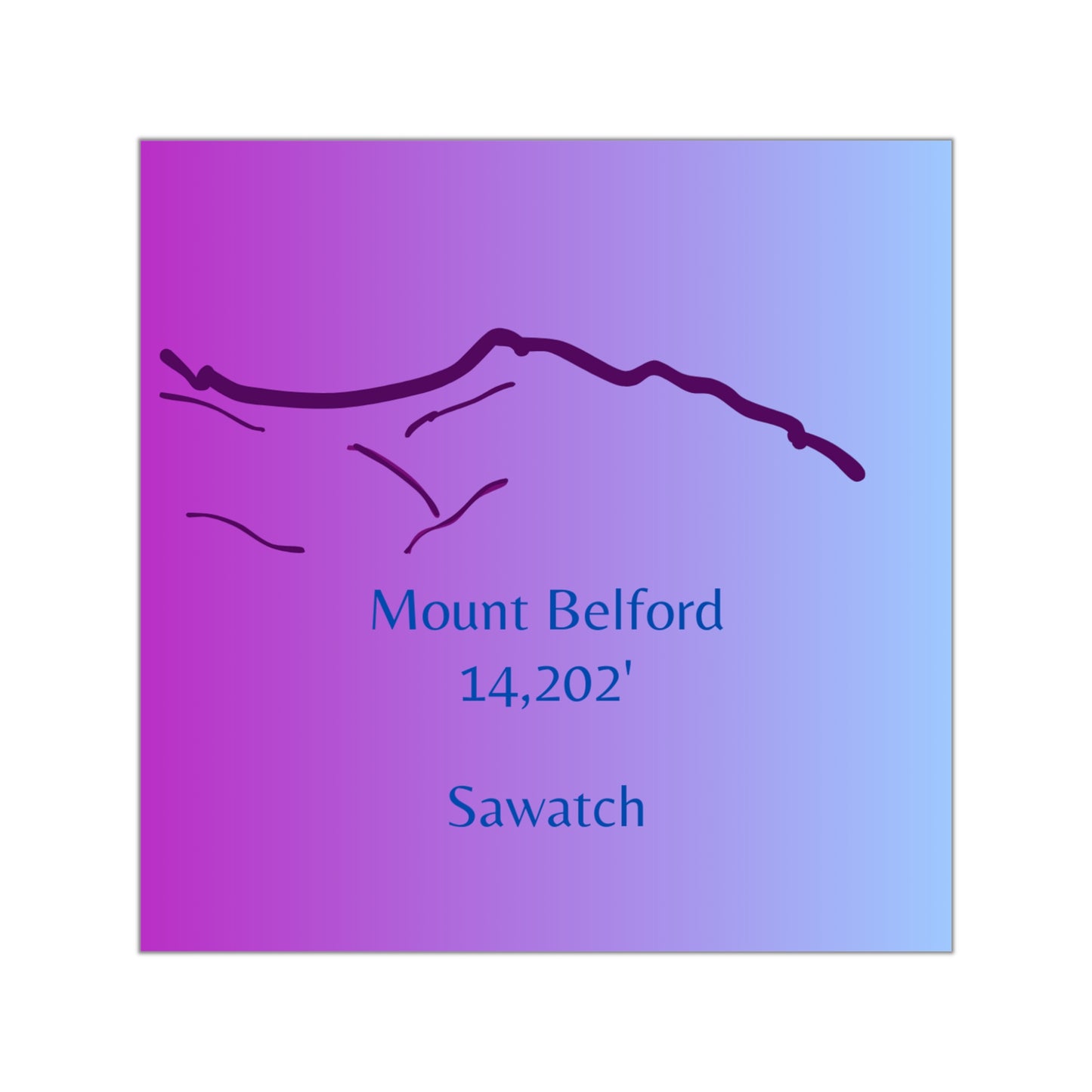 Mount Belford 14er Square Vinyl Sticker