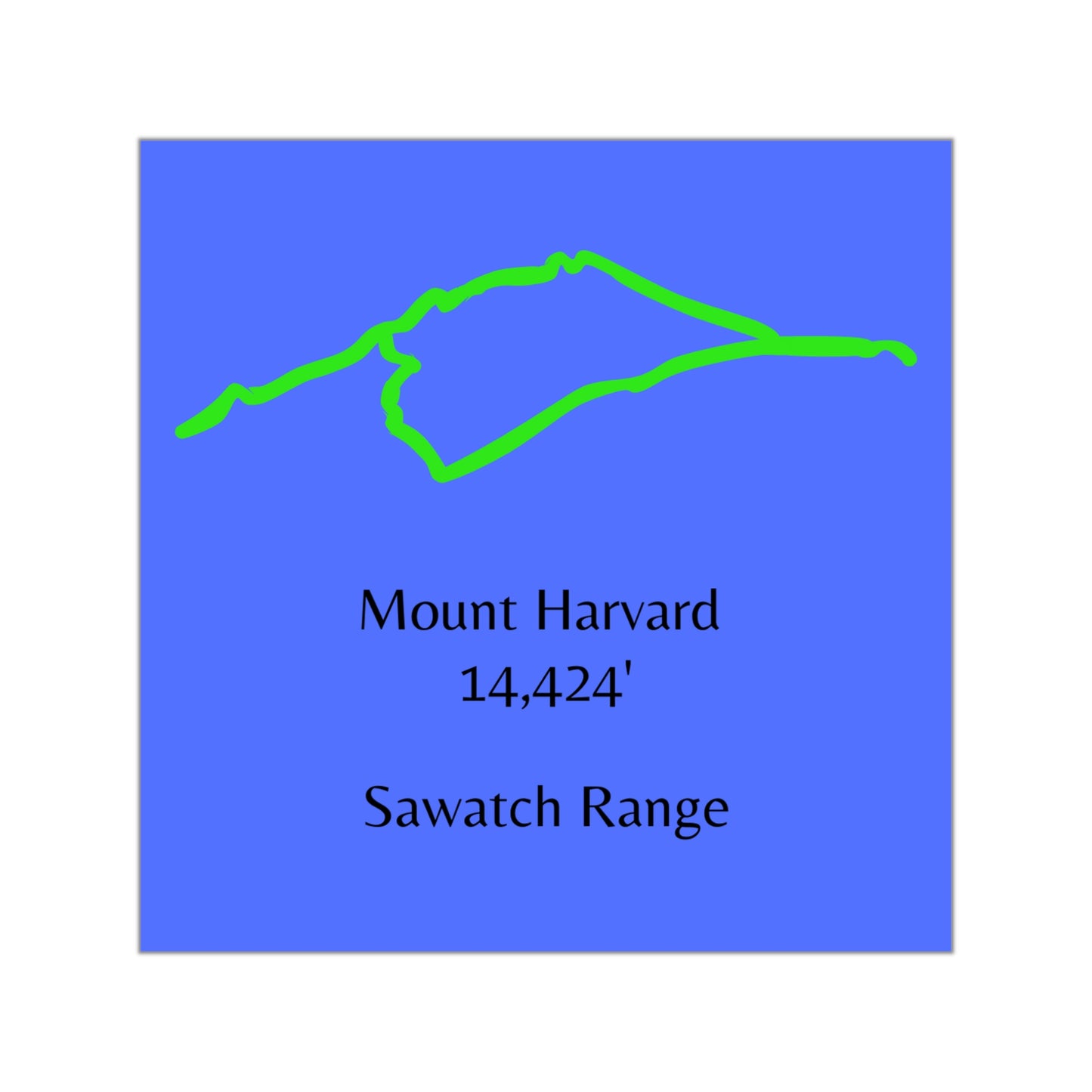 Mount Harvard 14er Square Vinyl Sticker