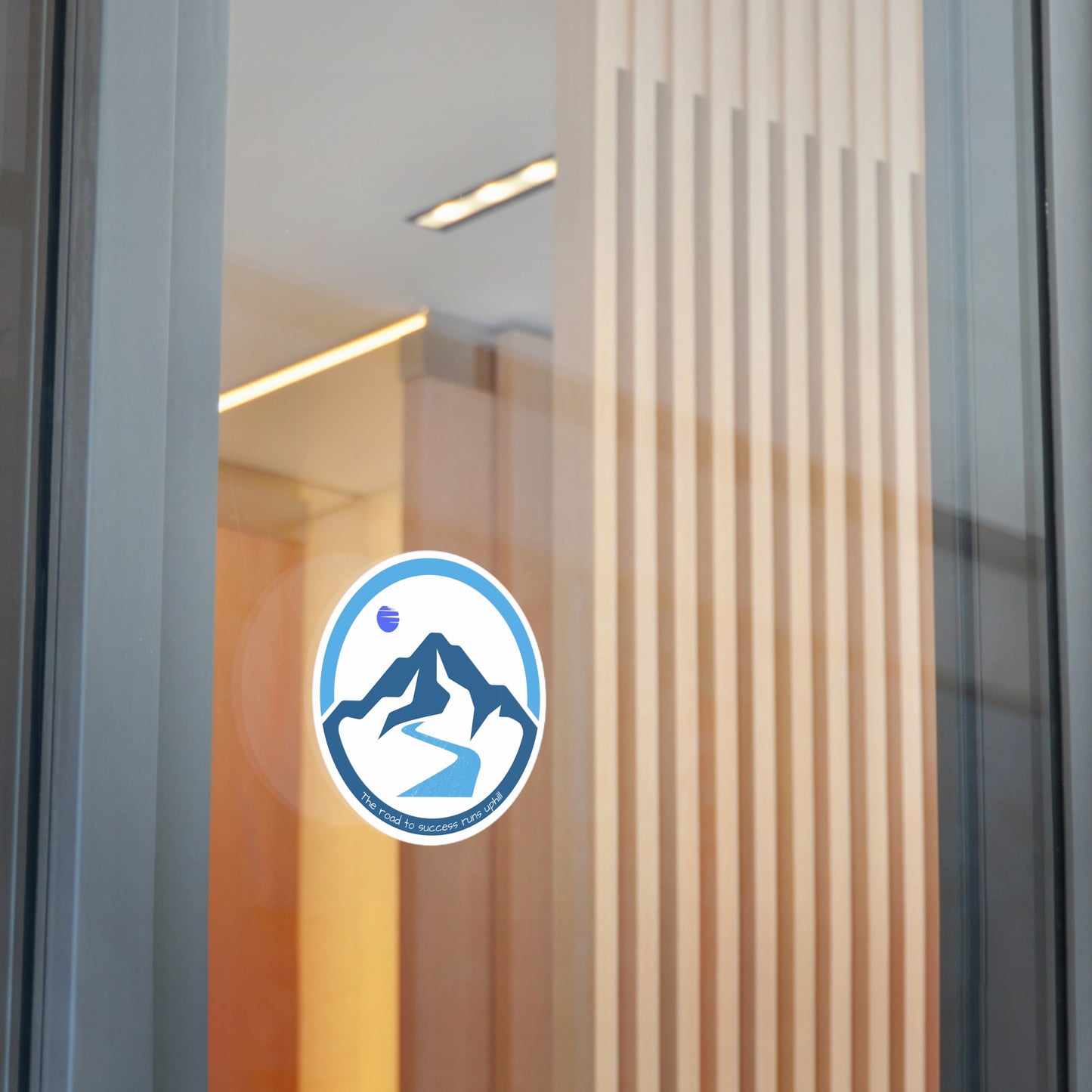 The Road to Success Runs Uphill Round Vinyl Sticker