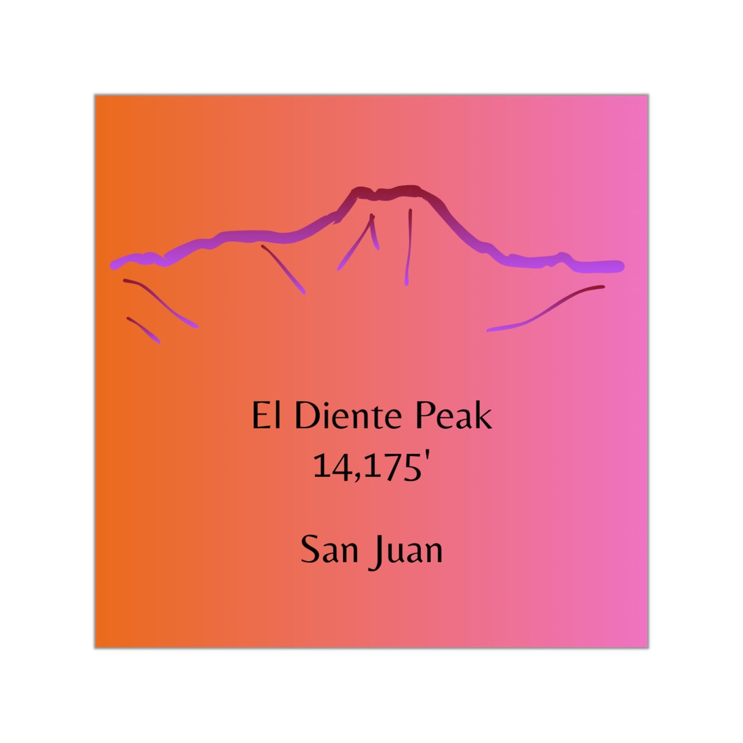 El Diente Peak 14er Square Vinyl Sticker