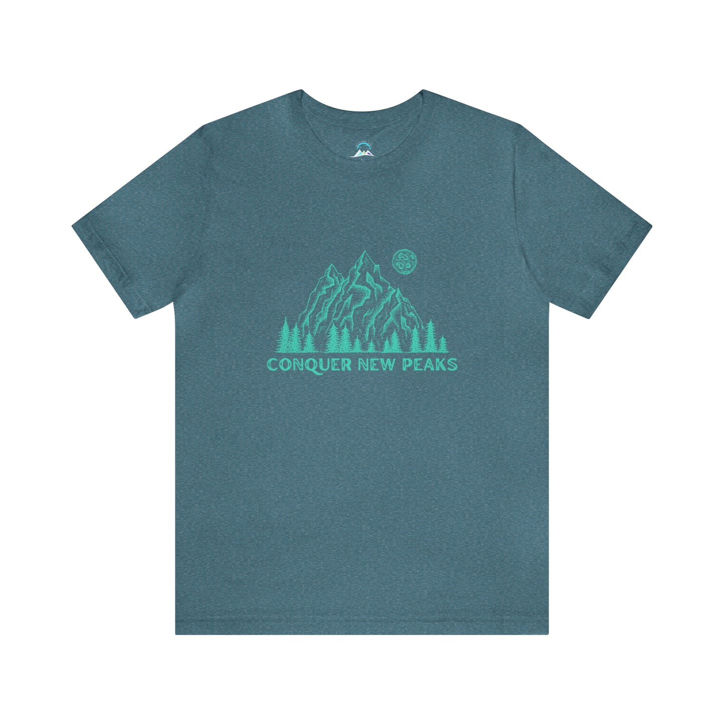 Conquer New Peaks Unisex Jersey Short Sleeve Tee - Turqoise