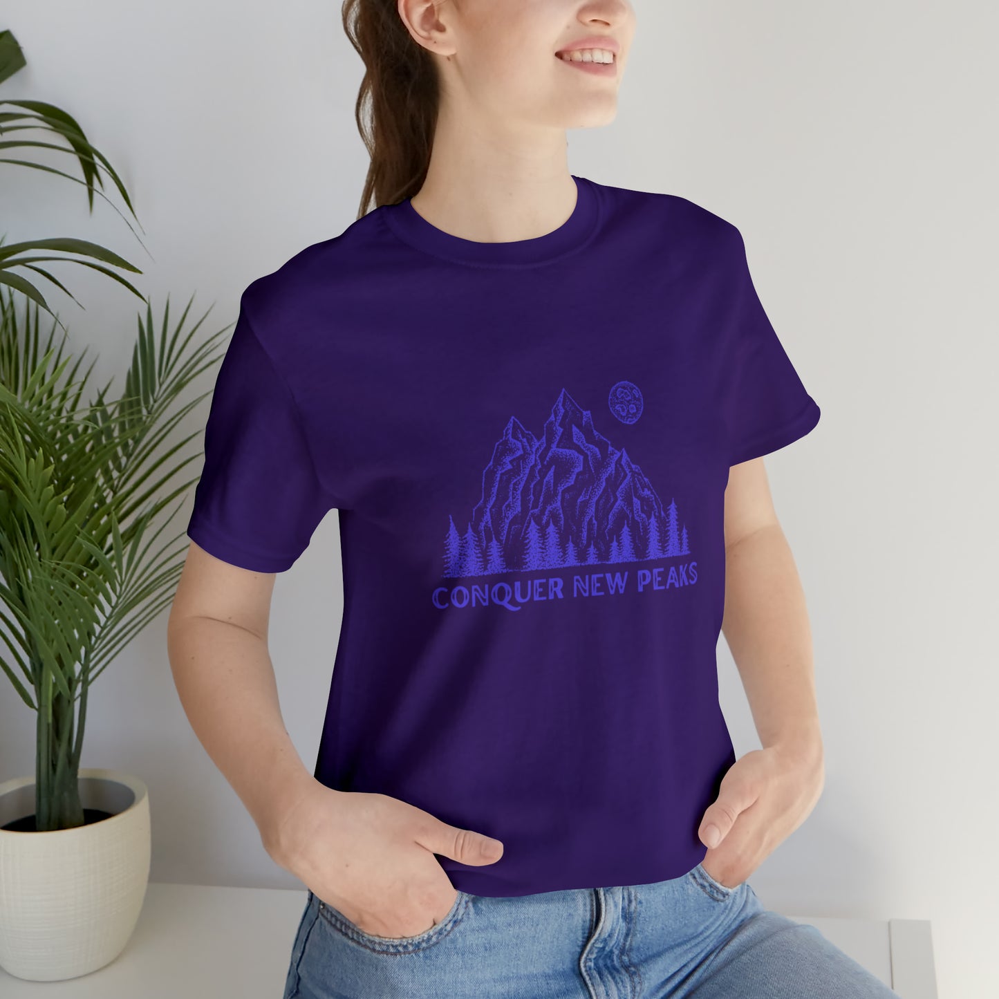 Conquer New Peaks Unisex Jersey Short Sleeve Tee - Purple